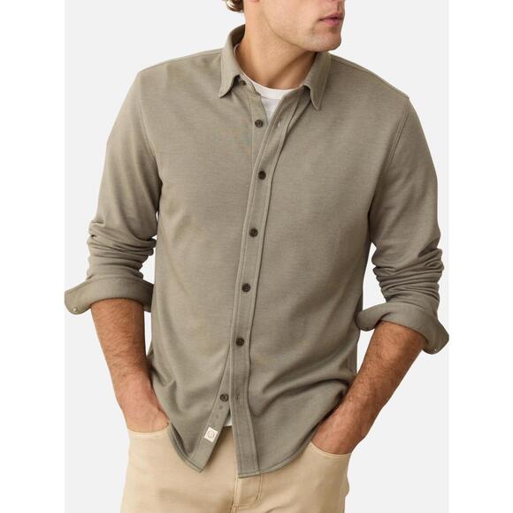 NEW MARINE LAYER pacifica stretch shirt top in vetiver